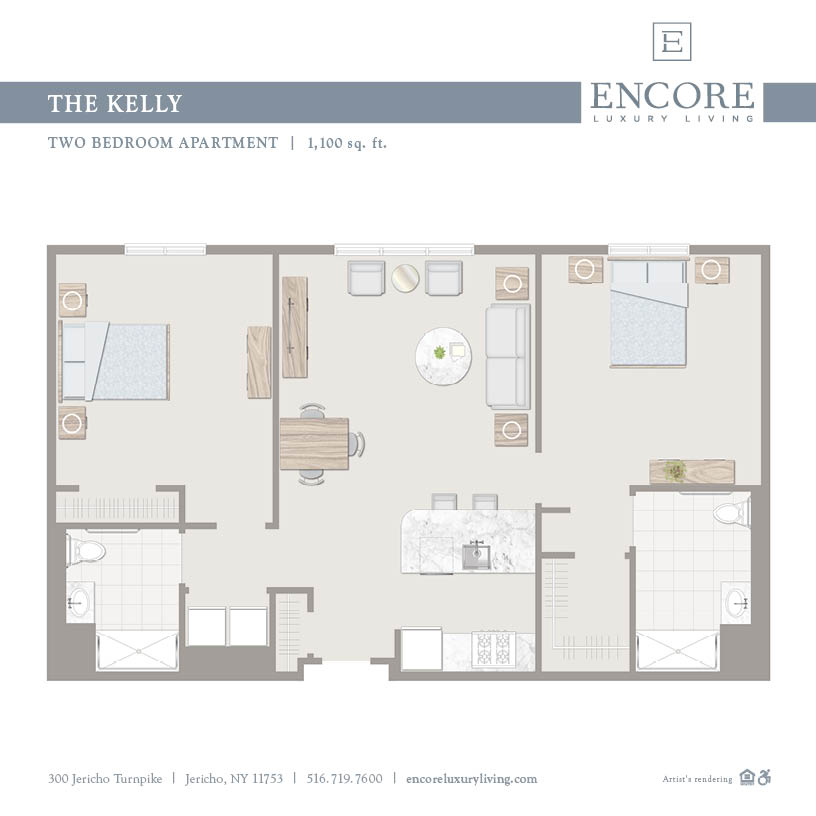 the Kelly floor plan at Encore Luxury Living in Long Island